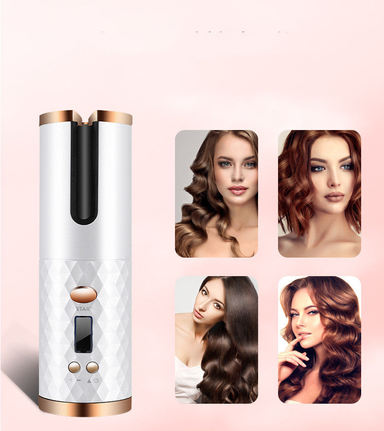 Rizador de pelo inalambrico cerámico, giratorio, para ondas y rizos.